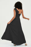 One Shoulder Chiffon Empire Bridesmaid Dresses Floor Length A Line Formal Evening Dress Gowns