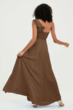 One Shoulder Chiffon Empire Bridesmaid Dresses Floor Length A Line Formal Evening Dress Gowns