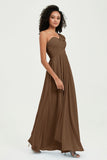 One Shoulder Chiffon Empire Bridesmaid Dresses Floor Length A Line Formal Evening Dress Gowns