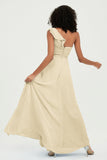 One Shoulder Chiffon Empire Bridesmaid Dresses Floor Length A Line Formal Evening Dress Gowns