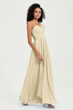 One Shoulder Chiffon Empire Bridesmaid Dresses Floor Length A Line Formal Evening Dress Gowns