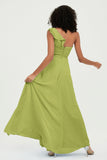One Shoulder Chiffon Empire Bridesmaid Dresses Floor Length A Line Formal Evening Dress Gowns