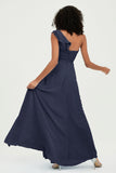 One Shoulder Chiffon Empire Bridesmaid Dresses Floor Length A Line Formal Evening Dress Gowns
