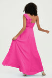 One Shoulder Chiffon Empire Bridesmaid Dresses Floor Length A Line Formal Evening Dress Gowns