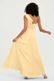One Shoulder Chiffon Empire Bridesmaid Dresses Floor Length A Line Formal Evening Dress Gowns