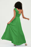 One Shoulder Chiffon Empire Bridesmaid Dresses Floor Length A Line Formal Evening Dress Gowns
