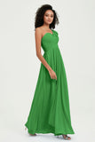One Shoulder Chiffon Empire Bridesmaid Dresses Floor Length A Line Formal Evening Dress Gowns