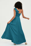 One Shoulder Chiffon Empire Bridesmaid Dresses Floor Length A Line Formal Evening Dress Gowns