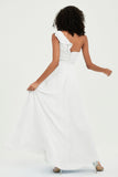 One Shoulder Chiffon Empire Bridesmaid Dresses Floor Length A Line Formal Evening Dress Gowns