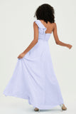 One Shoulder Chiffon Empire Bridesmaid Dresses Floor Length A Line Formal Evening Dress Gowns