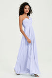 One Shoulder Chiffon Empire Bridesmaid Dresses Floor Length A Line Formal Evening Dress Gowns