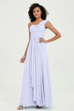 One Shoulder Chiffon Empire Bridesmaid Dresses Floor Length A Line Formal Evening Dress Gowns