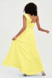 One Shoulder Chiffon Empire Bridesmaid Dresses Floor Length A Line Formal Evening Dress Gowns