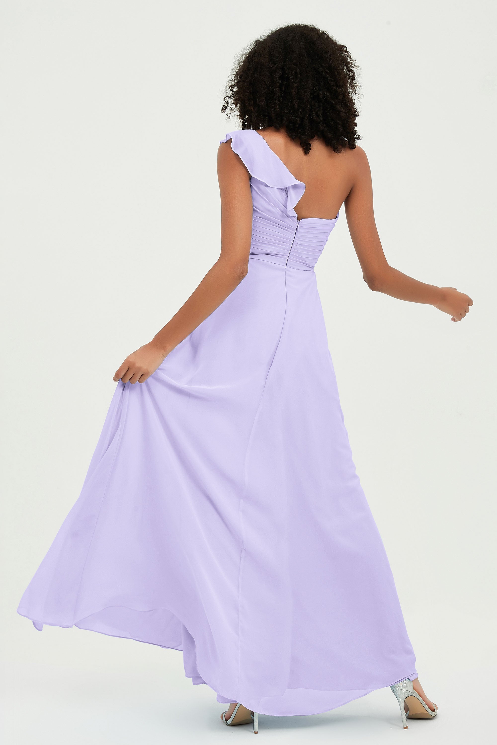 One Shoulder Chiffon Empire Bridesmaid Dresses Floor Length A Line Formal Evening Dress Gowns