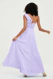 One Shoulder Chiffon Empire Bridesmaid Dresses Floor Length A Line Formal Evening Dress Gowns