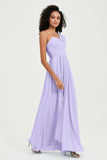 One Shoulder Chiffon Empire Bridesmaid Dresses Floor Length A Line Formal Evening Dress Gowns
