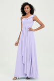 One Shoulder Chiffon Empire Bridesmaid Dresses Floor Length A Line Formal Evening Dress Gowns