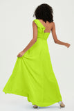 One Shoulder Chiffon Empire Bridesmaid Dresses Floor Length A Line Formal Evening Dress Gowns