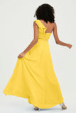 One Shoulder Chiffon Empire Bridesmaid Dresses Floor Length A Line Formal Evening Dress Gowns