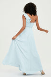 One Shoulder Chiffon Empire Bridesmaid Dresses Floor Length A Line Formal Evening Dress Gowns
