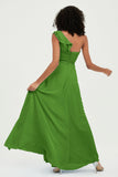 One Shoulder Chiffon Empire Bridesmaid Dresses Floor Length A Line Formal Evening Dress Gowns