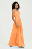 One Shoulder Chiffon Empire Bridesmaid Dresses Floor Length A Line Formal Evening Dress Gowns