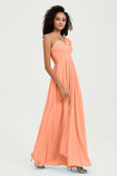 One Shoulder Chiffon Empire Bridesmaid Dresses Floor Length A Line Formal Evening Dress Gowns