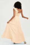 One Shoulder Chiffon Empire Bridesmaid Dresses Floor Length A Line Formal Evening Dress Gowns