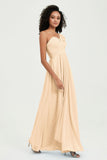 One Shoulder Chiffon Empire Bridesmaid Dresses Floor Length A Line Formal Evening Dress Gowns