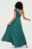 One Shoulder Chiffon Empire Bridesmaid Dresses Floor Length A Line Formal Evening Dress Gowns