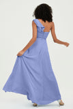One Shoulder Chiffon Empire Bridesmaid Dresses Floor Length A Line Formal Evening Dress Gowns