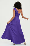 One Shoulder Chiffon Empire Bridesmaid Dresses Floor Length A Line Formal Evening Dress Gowns