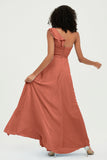 One Shoulder Chiffon Empire Bridesmaid Dresses Floor Length A Line Formal Evening Dress Gowns