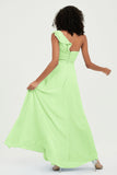 One Shoulder Chiffon Empire Bridesmaid Dresses Floor Length A Line Formal Evening Dress Gowns