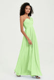 One Shoulder Chiffon Empire Bridesmaid Dresses Floor Length A Line Formal Evening Dress Gowns