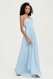 One Shoulder Chiffon Empire Bridesmaid Dresses Floor Length A Line Formal Evening Dress Gowns