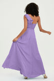 One Shoulder Chiffon Empire Bridesmaid Dresses Floor Length A Line Formal Evening Dress Gowns