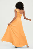 One Shoulder Chiffon Empire Bridesmaid Dresses Floor Length A Line Formal Evening Dress Gowns
