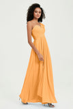 One Shoulder Chiffon Empire Bridesmaid Dresses Floor Length A Line Formal Evening Dress Gowns
