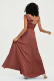 One Shoulder Chiffon Empire Bridesmaid Dresses Floor Length A Line Formal Evening Dress Gowns