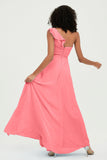 One Shoulder Chiffon Empire Bridesmaid Dresses Floor Length A Line Formal Evening Dress Gowns