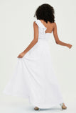 One Shoulder Chiffon Empire Bridesmaid Dresses Floor Length A Line Formal Evening Dress Gowns
