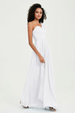 One Shoulder Chiffon Empire Bridesmaid Dresses Floor Length A Line Formal Evening Dress Gowns