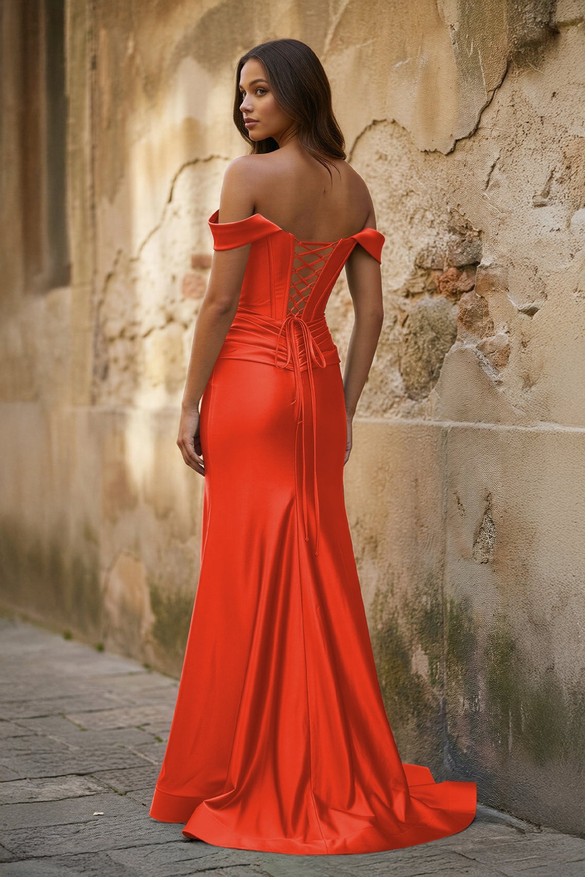 Off the Shoulder Royal Blue Prom Dress with Train