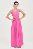 Custom Made V-neck Bridesmaid Dress Sleeveless Formal Evening Party Gowns Dresses