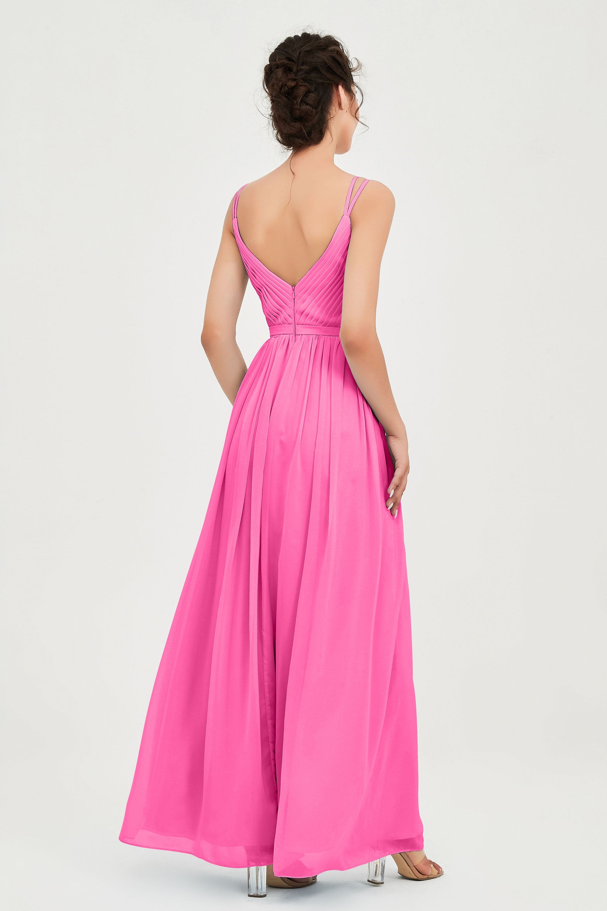 Custom Made V-neck Bridesmaid Dress Sleeveless Formal Evening Party Gowns Dresses