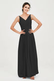 Custom Made V-neck Bridesmaid Dress Sleeveless Formal Evening Party Gowns Dresses