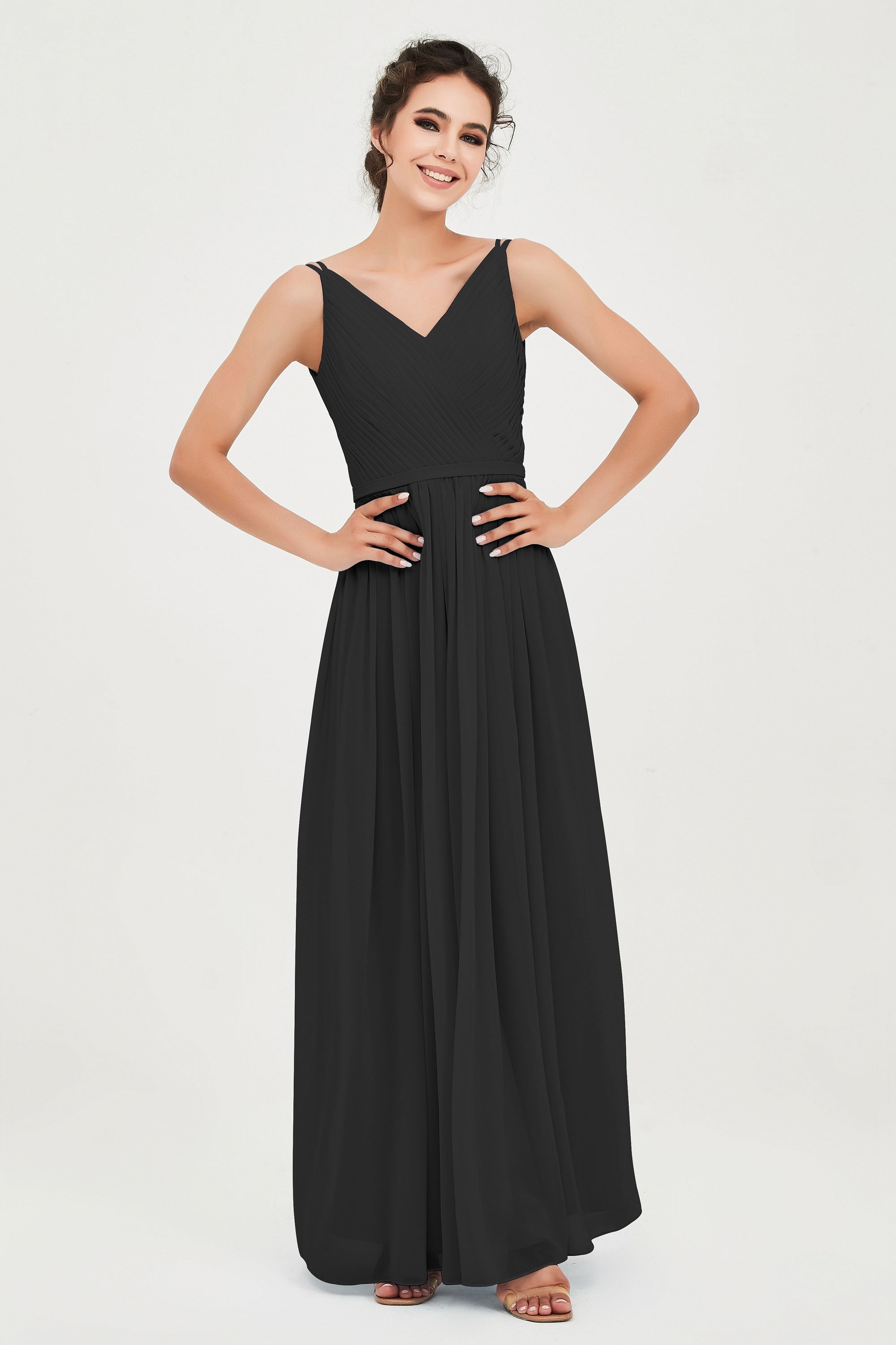 Custom Made V-neck Bridesmaid Dress Sleeveless Formal Evening Party Gowns Dresses