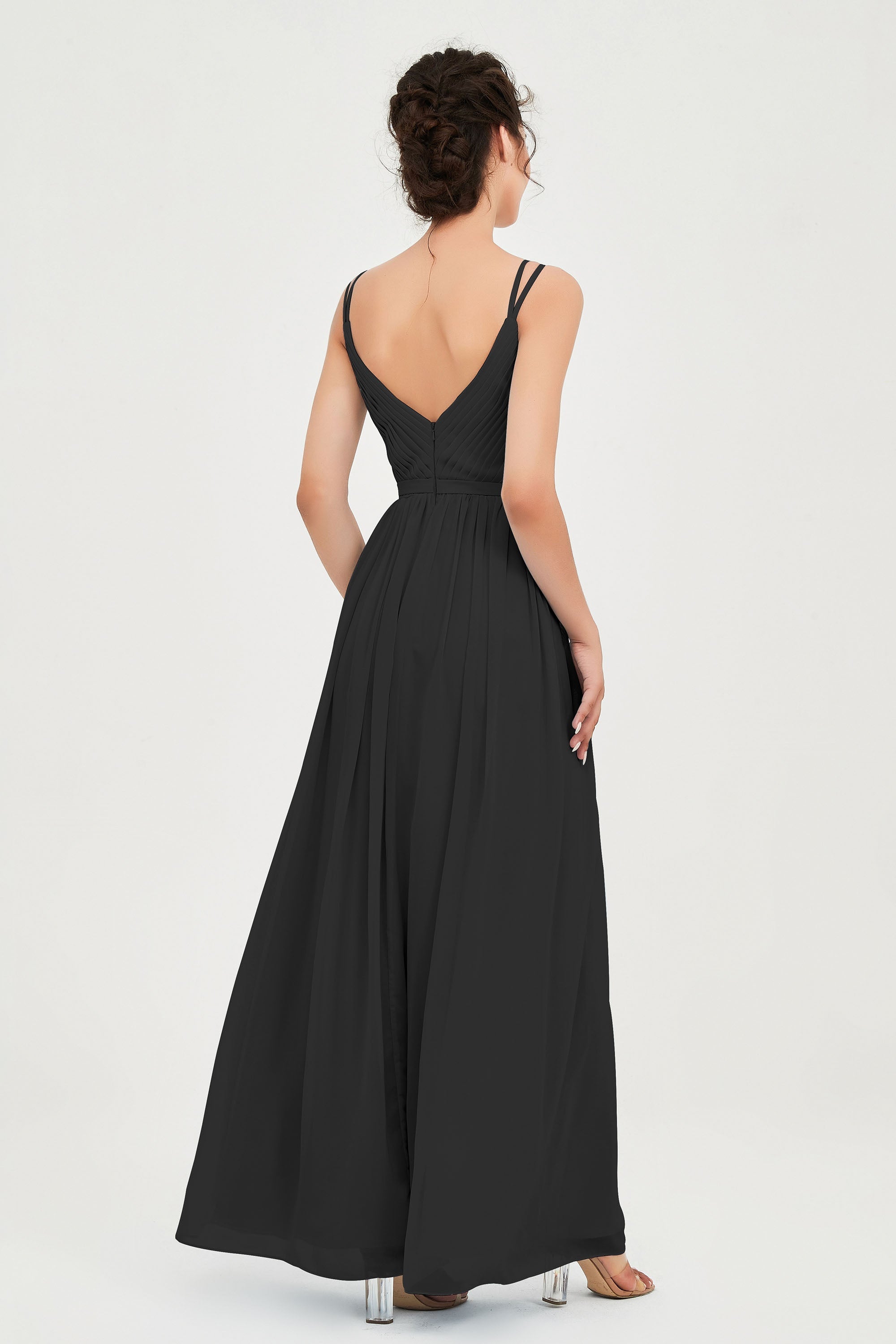 Custom Made V-neck Bridesmaid Dress Sleeveless Formal Evening Party Gowns Dresses