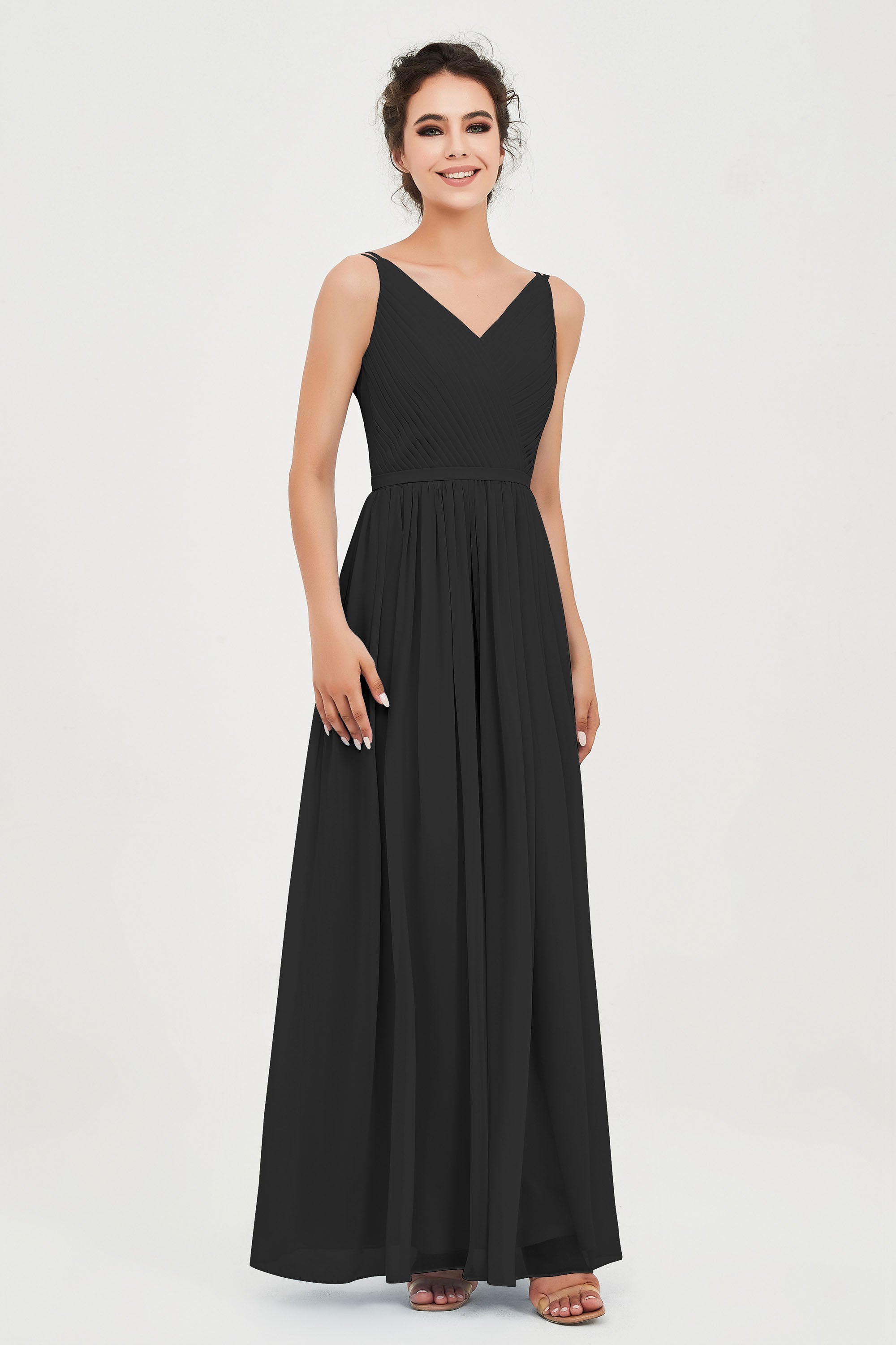 Custom Made V-neck Bridesmaid Dress Sleeveless Formal Evening Party Gowns Dresses